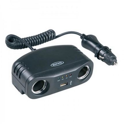 Автомобільний розгалужувач прикурювача на 2 гнізда з USB з подовжувачем - Ring RMS7 фото - купити в інтернет-магазині