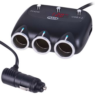 Автомобильный разветвитель прикуривателя на 3 гнезда с USB с удлинителем - PULSO SC-3003 фото 2