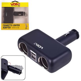 Автомобильный разветвитель прикуривателя на 2 гнезда с USB без удлинителя - VOIN SC-2004 фото