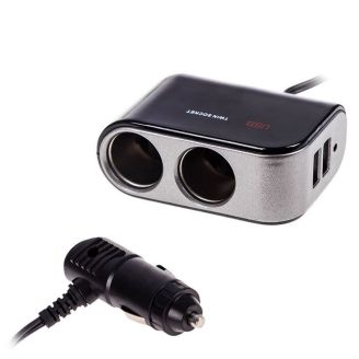 Автомобильный разветвитель прикуривателя на 2 гнезда с USB с удлинителем - VOIN SC-2069 фото 2