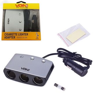 Автомобильный разветвитель прикуривателя на 3 гнезда с USB с удлинителем - VOIN SC-3005 фото 2