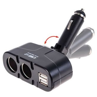 Автомобильный разветвитель прикуривателя на 2 гнезда с USB без удлинителя - VOIN WF-0668/003 фото 2