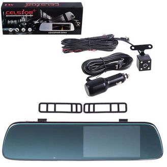 Автомобильный цифровой видеорегистратор CELSIOR DVR M2 FHD двухкамерное зеркало 7" фото