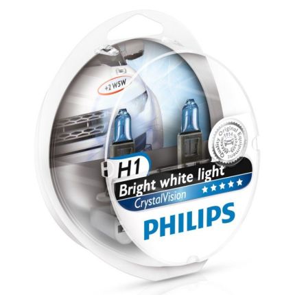 Комплект автоламп Philips H1 12V 55W P14.5S CRISTALVISION 2xH1+2x W5W Компл (4шт)