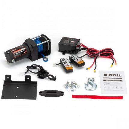 Електрична лебідка для квадроциклів - X-BULL 3000 LBS 12В (синтетичний трос) фото