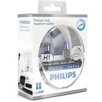 Комплект автоламп Philips H1 12V 55W P14.5S WHITE VISION+60%(4300K) 2H1+2W5W Компл (4шт) фото