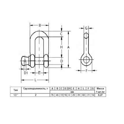 Шакл для лебідки 2 тонни 16 мм 1/2" TAKELAG фото