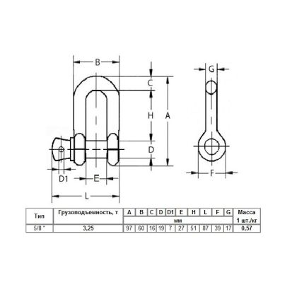 Шакл для лебедки 3,25 тонны 19 мм 5/8" TAKELAG фото
