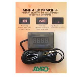 Цифровой автомобильный прибор Мини Штурман 4 (вольтметр+тахометр) 12В фото