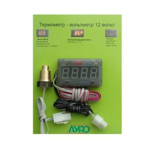 Цифровий автомобільний прилад (вольтметр+температура двигуна) 12В фото