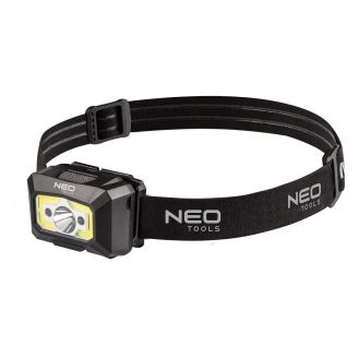Фонарь налобный Neo Tools, 250 люмен, 3Вт, USB, 1200 мАч, COB+XPE LED, 5 функций освещения, красный фото