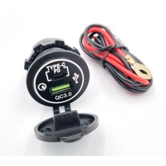 Врізна зарядка для телефону в авто - BJJ 2-8 (USB+Type-C 3,1 А 12-24В) фото