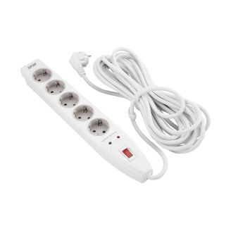 Сетевой фильтр 2E 5XSchuko с защитой от импульсных скачков напряжения,  3G*1.5мм2, 10м, white фото 2