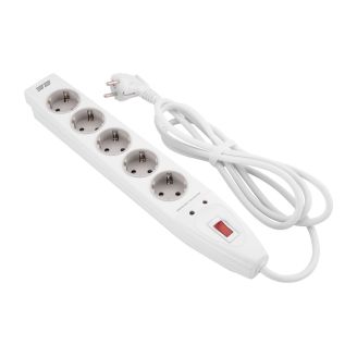 Мережевий фільтр 2E 5XSchuko із захистом від імпульсних стрибків напруги, 3G*1.5мм, 2м, white фото