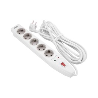 Мережевий фільтр 2E 5XSchuko із захистом від імпульсних стрибків напруги, 3G*1.5мм2, 5м, white фото