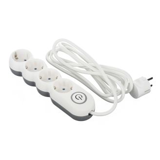 Подовжувач мережі 2E Plus 4XSchuko з вимикачем, 3G*1.0мм2, 3м, white фото