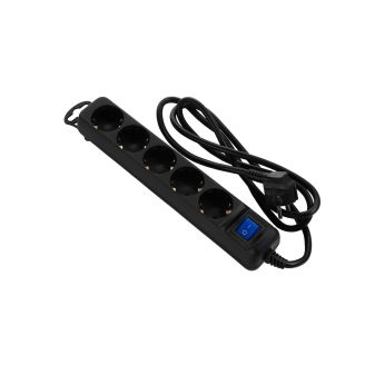 Подовжувач мережі 2E 5XSchuko з вимикачем, 3G*1.5мм2, 1.5м, black фото