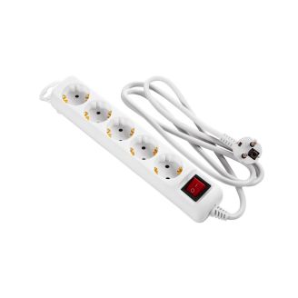 Подовжувач мережі 2E 5XSchuko з вимикачем, 3G*1.5мм2, 1.5м, white фото
