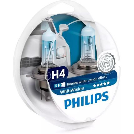 Галогенові лампи Philips H4 WhiteVision 12342WHVSM (компл. 2 шт) - фото 1
