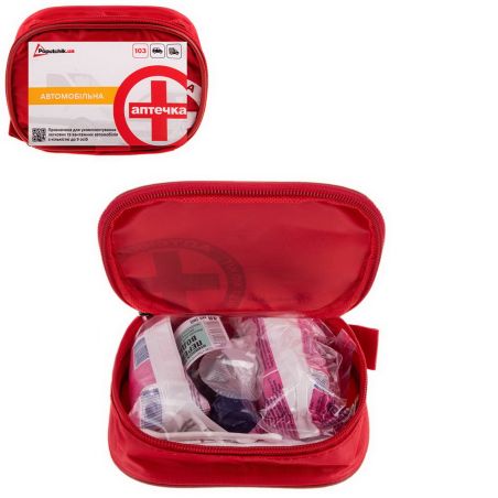 Аптечка в машину ДСТУ 02-001-М мягкий футляр красная фото