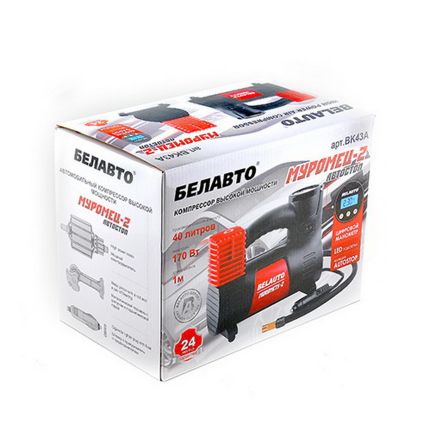 Портативний автомобільний компресор з функцією автостопу - BELAUTO МУРОМЕЦЬ-2 (40 л/хв) фото