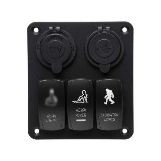 Панель перемикачів 3 кнопки, 2 роз`єми (YJ-SPA126) фото 2