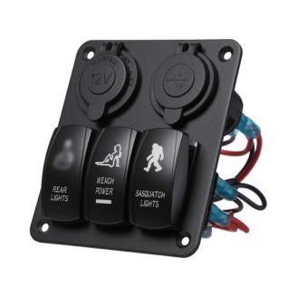 Панель перемикачів 3 кнопки, 2 роз`єми (YJ-SPA126) фото