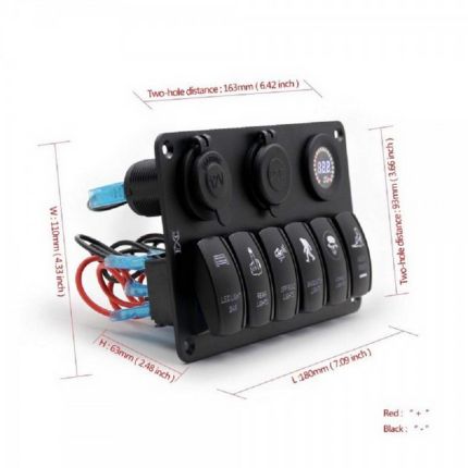 Панель переключателей 6 кнопок, 2 разъёма, вольтметр (YJ-SPA23) фото