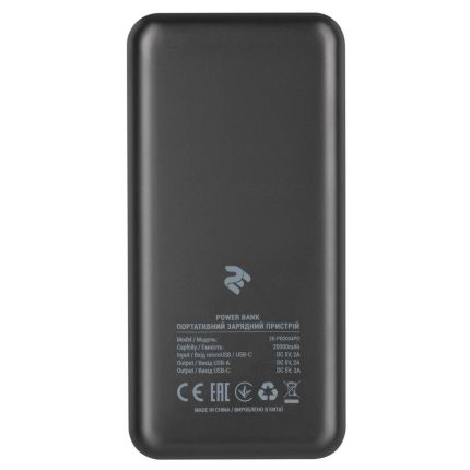 2E Портативний зарядний пристрій 20000mAh, PD+QC 3.0 18W, black фото