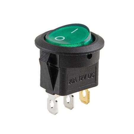 Переключатель on-off с подсветкой 12V квадратный 3pin Green 23*23*16мм 20А (YJ-WF02B) фото