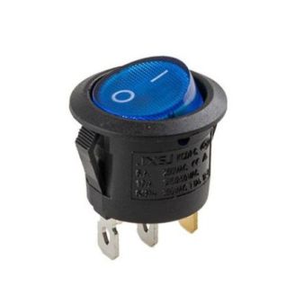 Перемикач on-off з підсвічуванням 12V круглий 3pin Blue 22*22*15мм 6A 250V 10A 125/250V (YJ-WF01B) фото