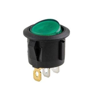 Перемикач on-off з підсвічуванням 12V круглий 3pin Green 22*22*16мм 6A 250V 10A 125/250V (YJ-WF05B) фото