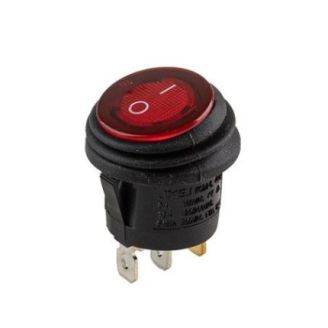Переключатель on-off с подсветкой 12V круглый 3pin RED 22*22*16мм 6A 250V 10A 125/250V (YJ-WF03B) фото