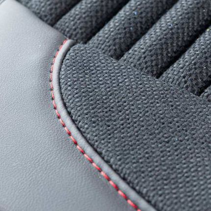 Чехлы из экокожи на сиденья - Voin чёрный с красной строчкой V-1801 фото