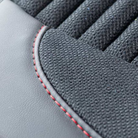 Чохли з екошкіри на сидіння - Voin чорний з червоною строчкою V-1801 фото