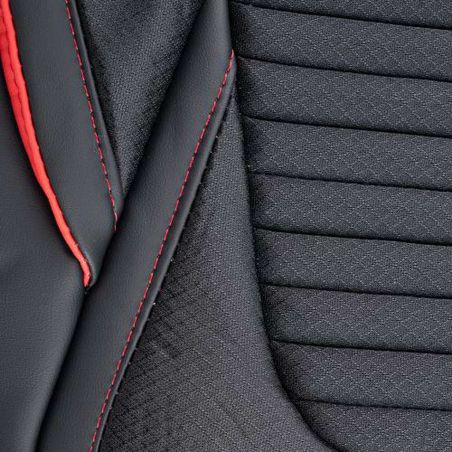 Чохли з екошкіри на передні сидіння - Voin чорний з червоною строчкою V-8803 фото