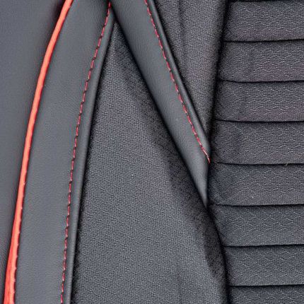 Чехлы из экокожи на сиденья - Voin чёрный с красной строчкой V-8803 фото