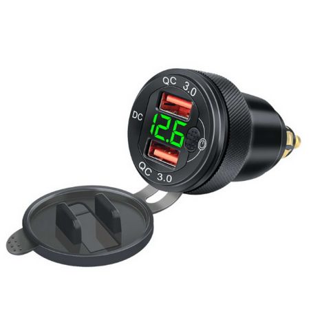 Автомобильная зарядка для телефона - 12-24В (c вольтметром) фото