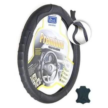 Чехол руля B 401 L черн/БО/перф/кожа фото