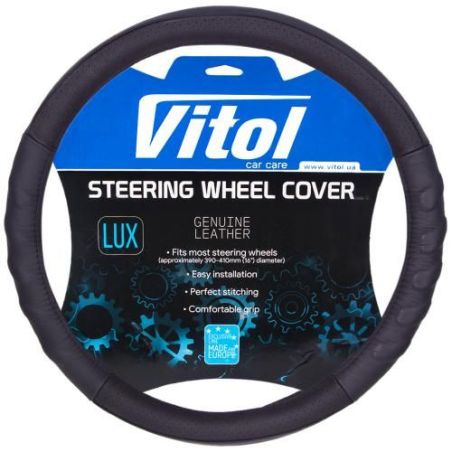 Чехол руля B 136 L BK черн/БО/перф/кожа фото