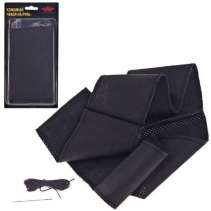 Чохол/обплетення на кермо VSF-H68/3 M чорна/обш/перф./шкіра/3 шви (VSF-H68/3  M) фото