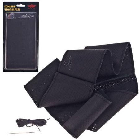 Чохол/обплетення на кермо VSF-H68/3 M чорна/обш/перф./шкіра/3 шви (VSF-H68/3  M) фото