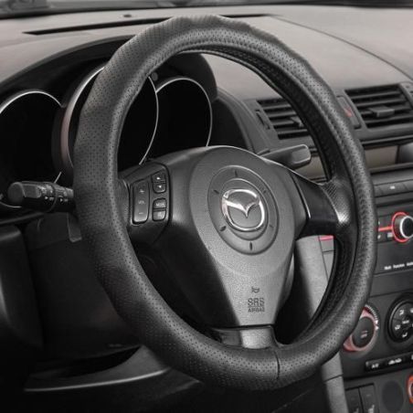 Чехол руля VLOD-L892 BK M черн/БО/один шов/перф/кожа фото