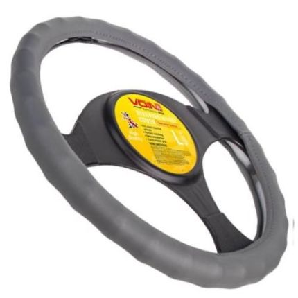 Чехол руля VLOD-L06 GY L сер/БО/один шов/кожа фото