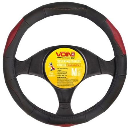 Чохол на кермо VLOD-L285 BK/RD M чорн-черв./БО/перф/шкіра (VLOD-L285 BK/RD M) фото