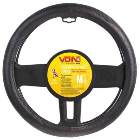 Чехол руля VLOD-L949 BK M черн/БО/один шов/кожа фото