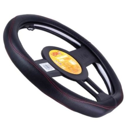 Чехол руля VLOD-LF2161 BK R M черн/БО/один шов/кожа/flat фото