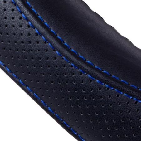 Чехол руля VLOD-LF2161 BK R/BL M черн/БО/один шов/кожа/flat фото