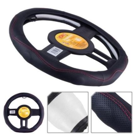 Чехол руля VLOD-LF2164 BK M черн/БО/кожа/flat фото