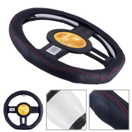 Чехол руля VLOD-LF2164 BK M черн/БО/кожа/flat фото